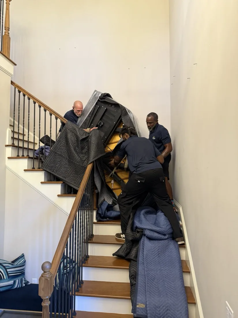 Group carry down the stairs